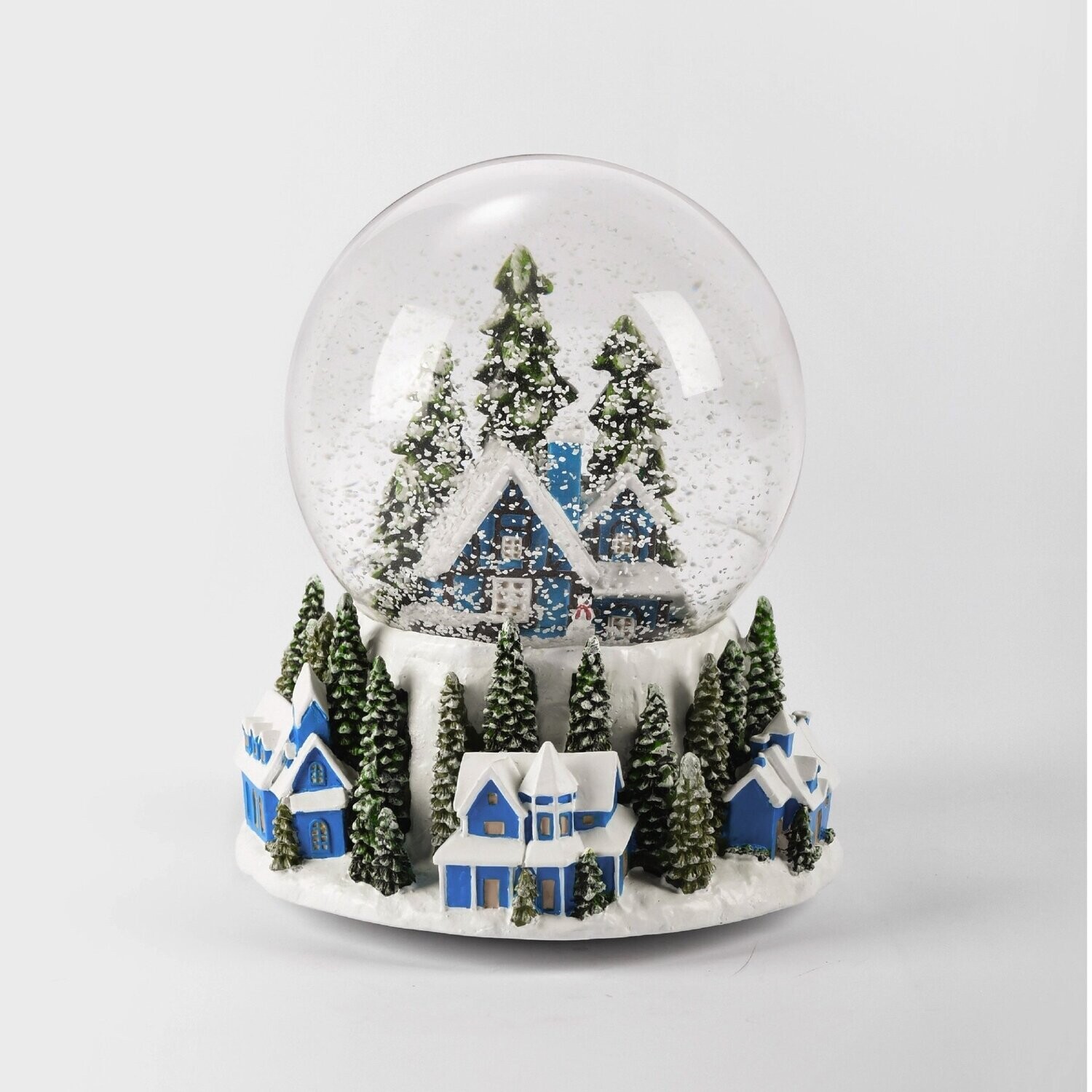 Blue House Christmas Snow Globe