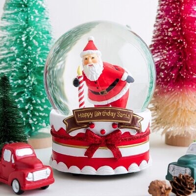 Santa's Birthday Cake Snowglobe - 120mm