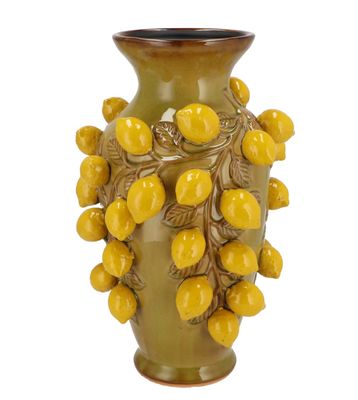 FRUIT LEMON OLIVE GREEN VASE