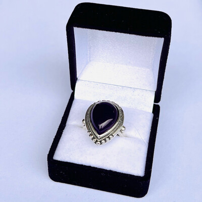 Silverring med droppformad kvarts