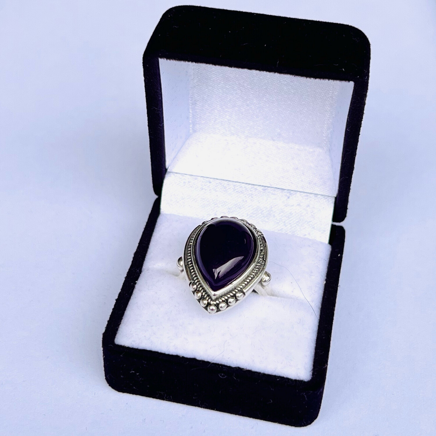 Silverring med droppformad kvarts