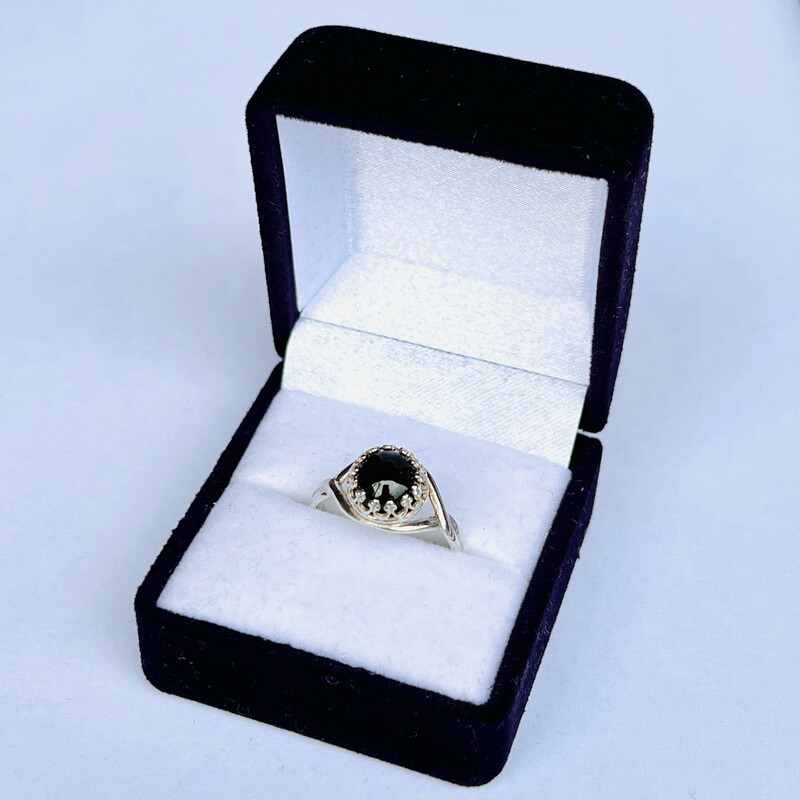 Silverring med diopsid