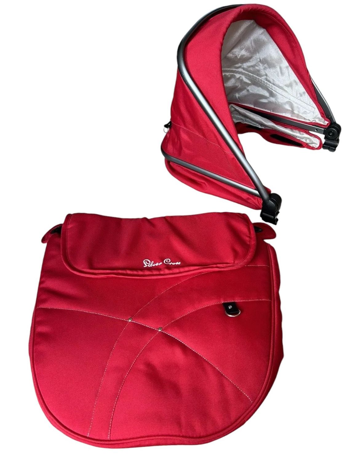 Silver Cross Wayfarer/Pioneer Hood & Apron Set in Red
