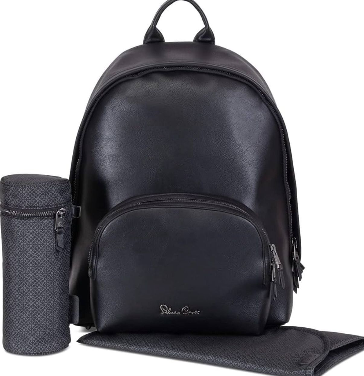 Silver Cross Vegan Leather Changing Backpack - Black 001