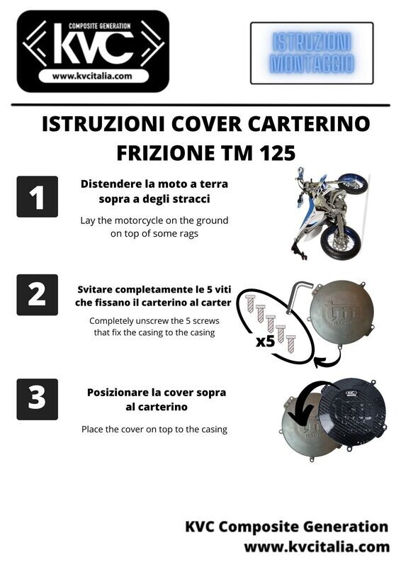 ISTRUZIONI COVER CARTERINO FRIZIONE TM 125/250 IN CARBONIO