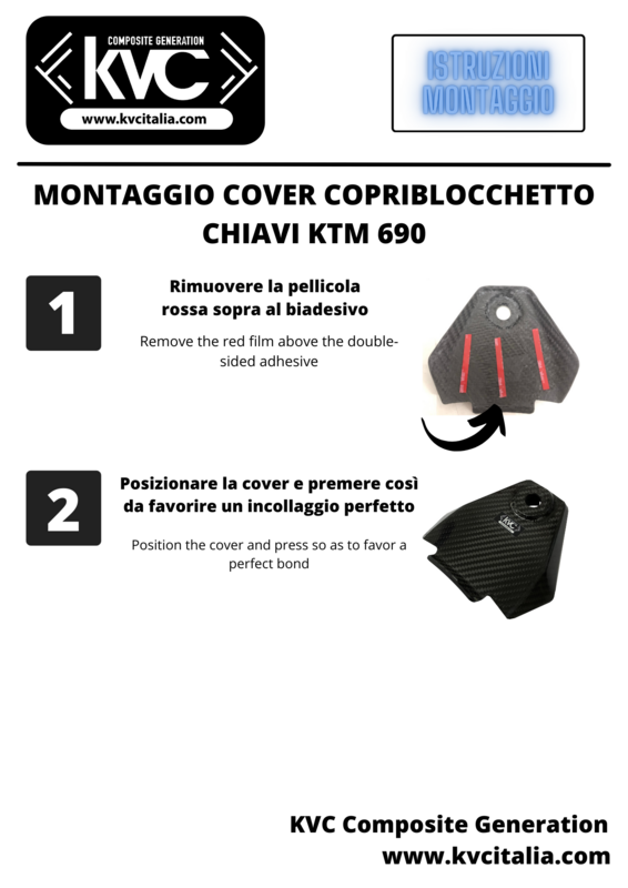 ISTRUZIONI DI MONTAGGIO COVER COPRIBLOCCEHHTO CHIAVI KTM 690 2019/22 IN CARBONIO