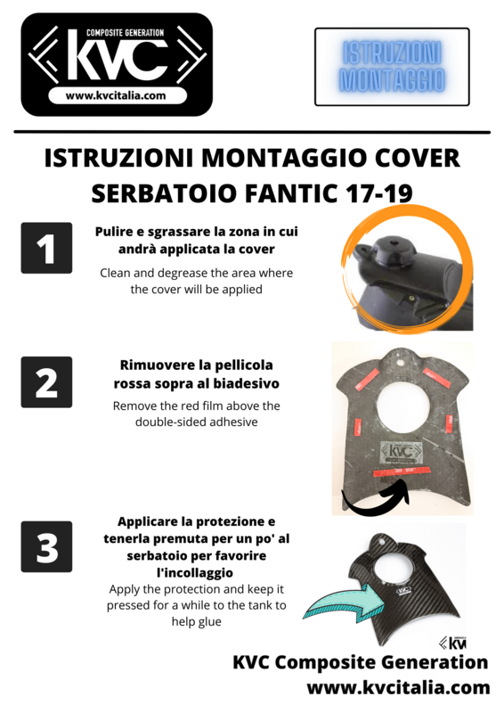 ISTRUZIONI MONTAGGIO COPRISERBATOIO FANTIC 50/125/250 2017/18/19 IN CARBONIO