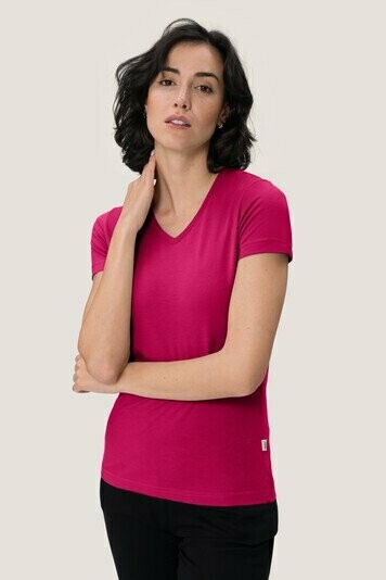 Damen V-Shirt halbarm Hakro Mikralinar