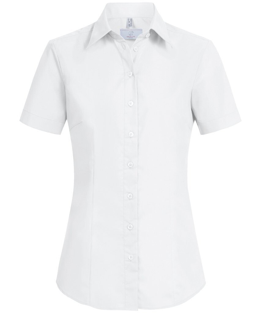 Damen-Bluse regular fit Kurzarm mit Stretch, Farbe: weiß