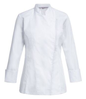 Damen-Kochjacke mit verdeckten Druckknöpfen Damen-Kochjacke mit verdeckten Druckknöpfen