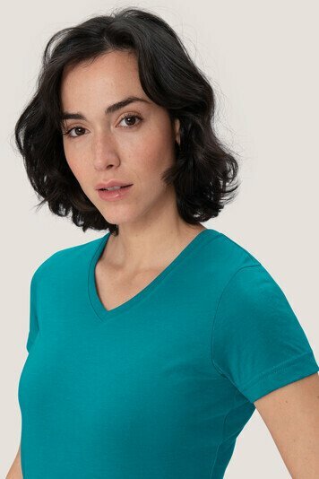 Damen V-Shirt halbarm Hakro Mikralinar