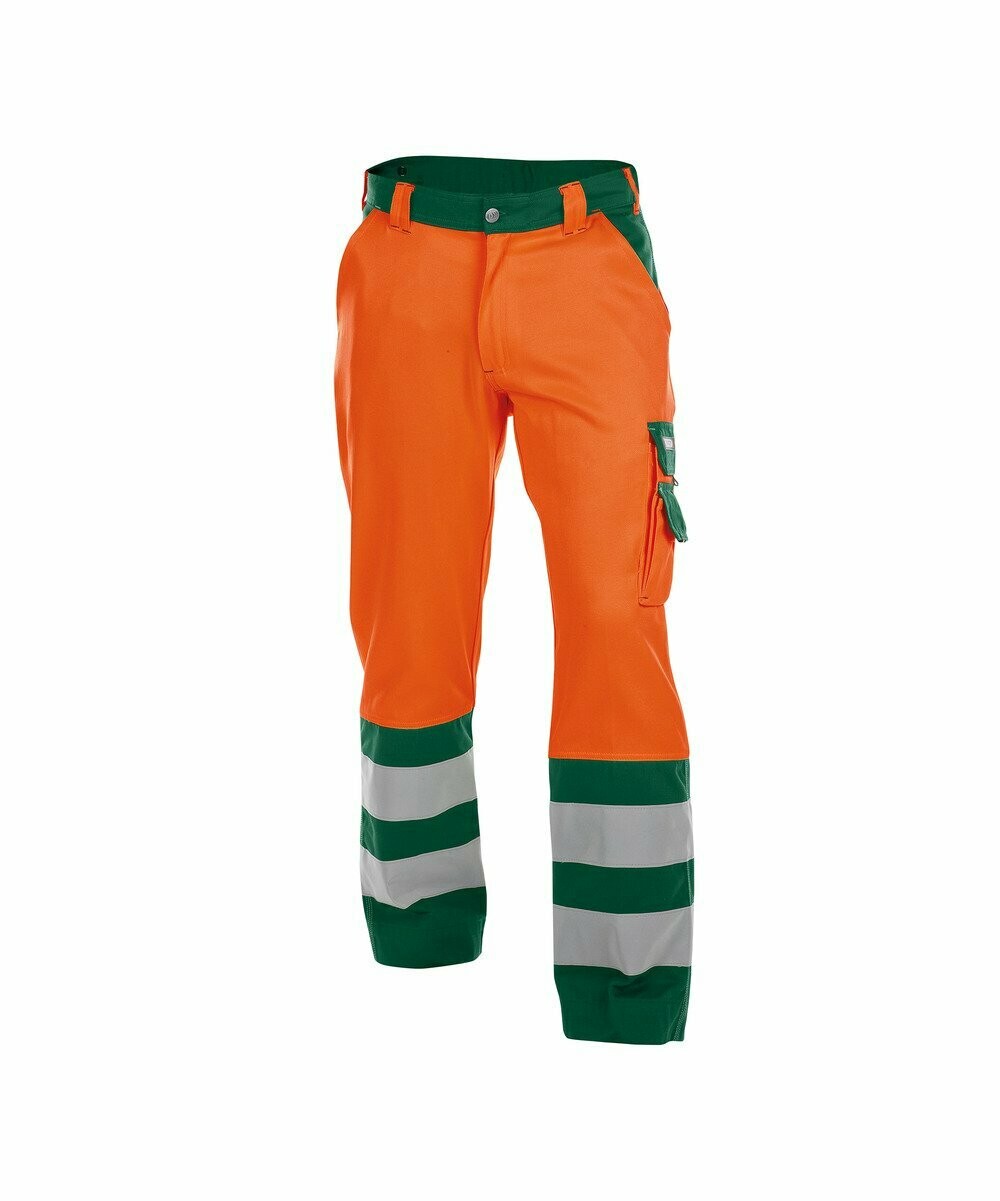 Warnschutzhose 2-farbig erhältlich in 2 Stoffqualitäten Warnschutzhose 2-farbig erhältlich in 2 Stoffqualitäten, Farbe: neonorange/flaschengrün_LEICHTER