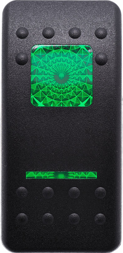 Carling Contura II SPDT ON-OFF-ON Dual Lighted Switch - GREEN