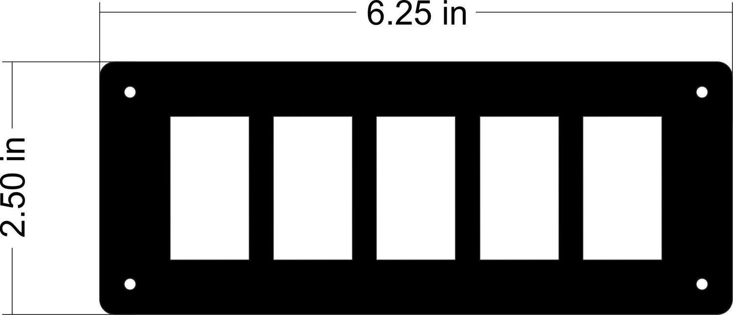 Universal Rocker Switch Panel - 5 Switch Horizontal
