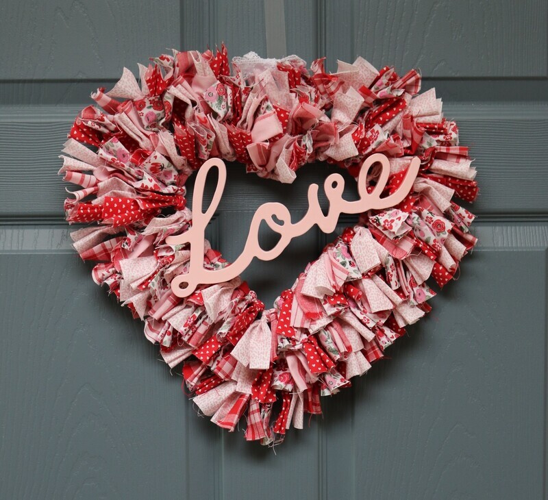 Pink Love Rag Wreath