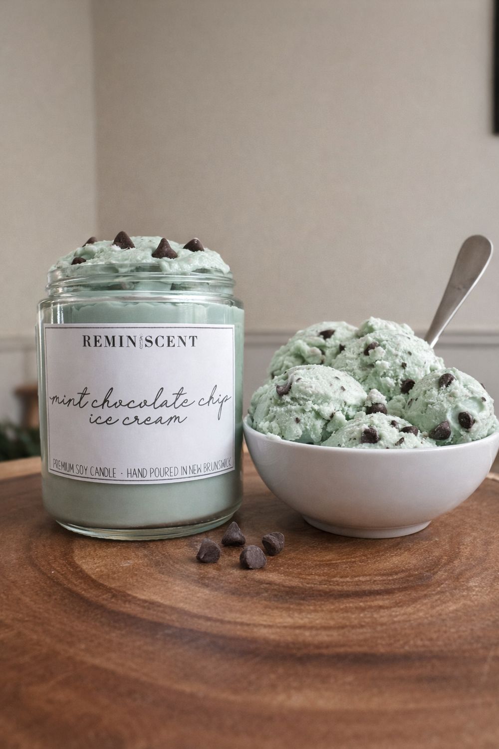 Mint Chocolate Chip Ice Cream Candle
