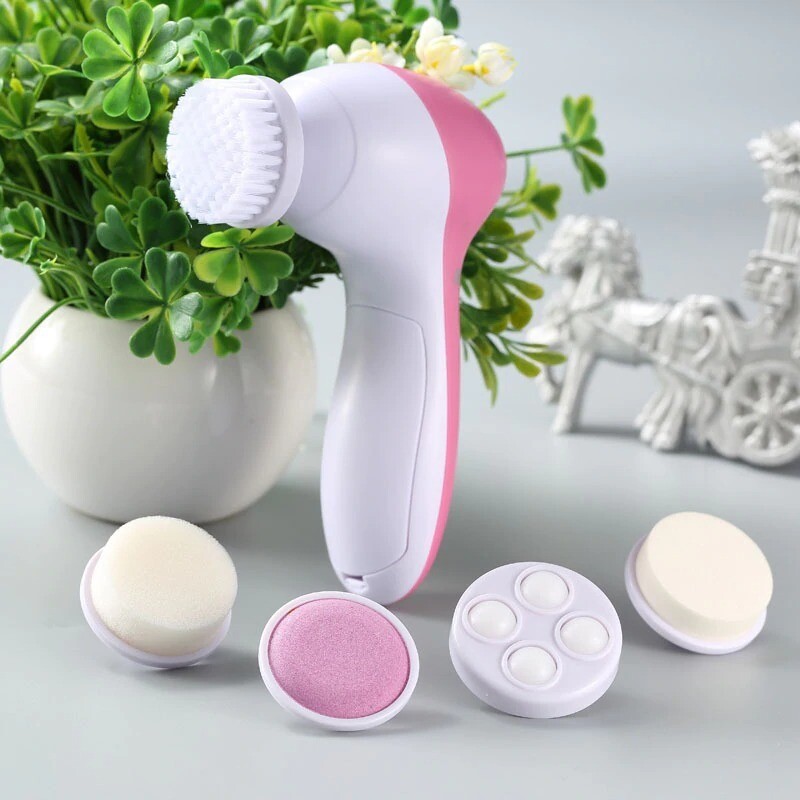 5 in 1 Electric Facial Cleanser Wash Face Cleaning Machine Skin Pore Cleaner Body Cleansing Massage Mini Beauty Massager Brush