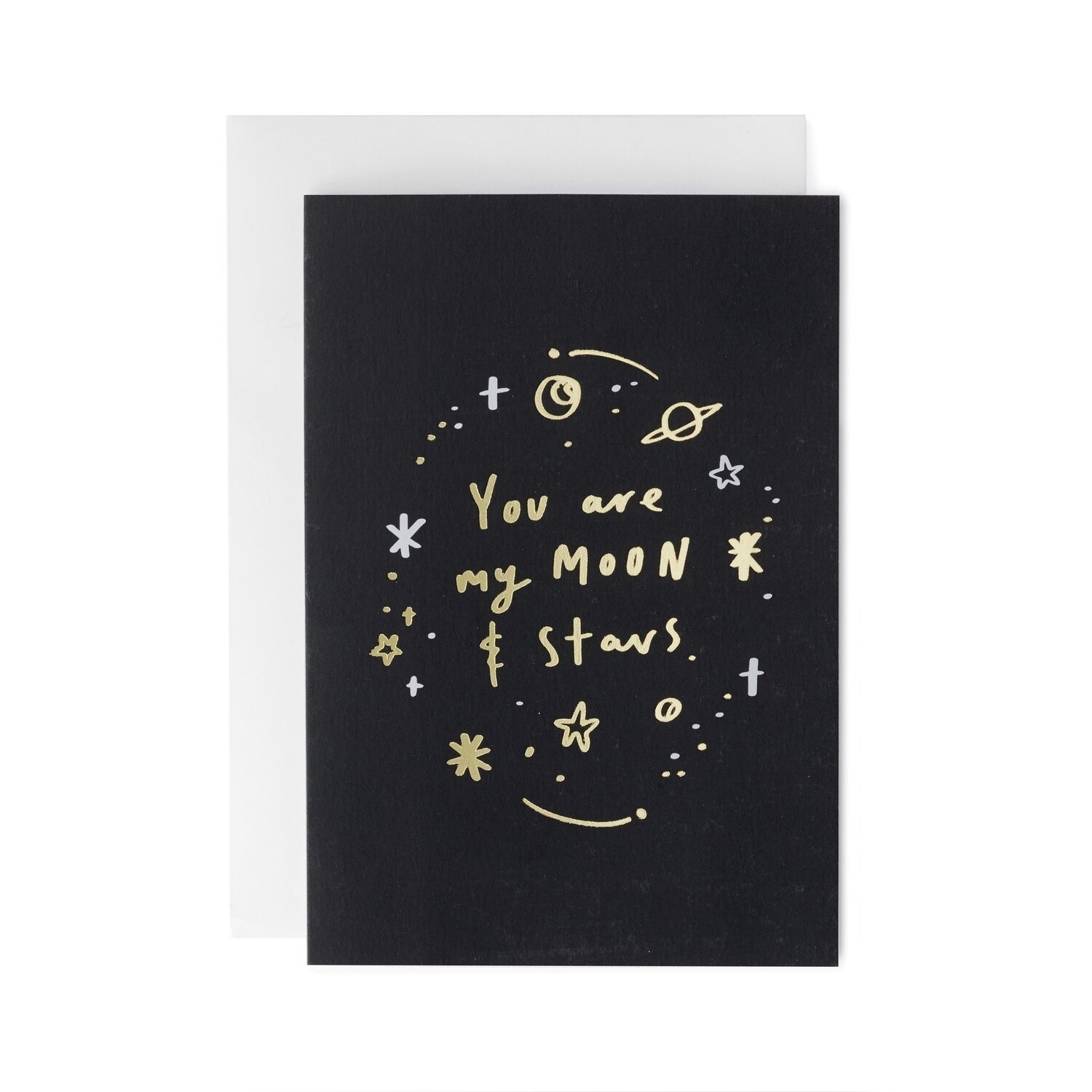 Black & Gold Moon and Stars Greeting Card