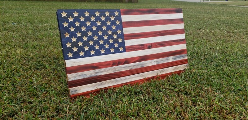 Rustic Wooden American Flag