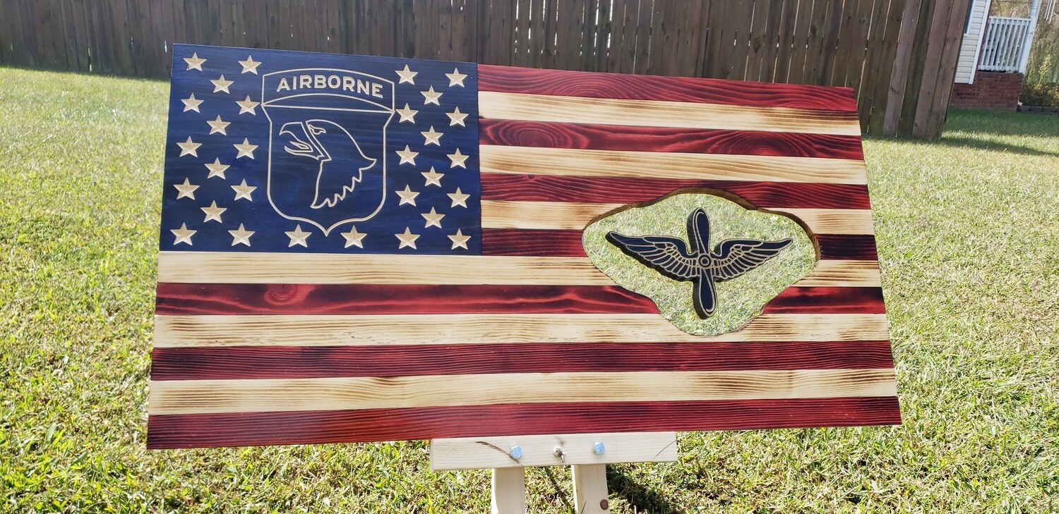 Rustic American with Floating emblem Flags