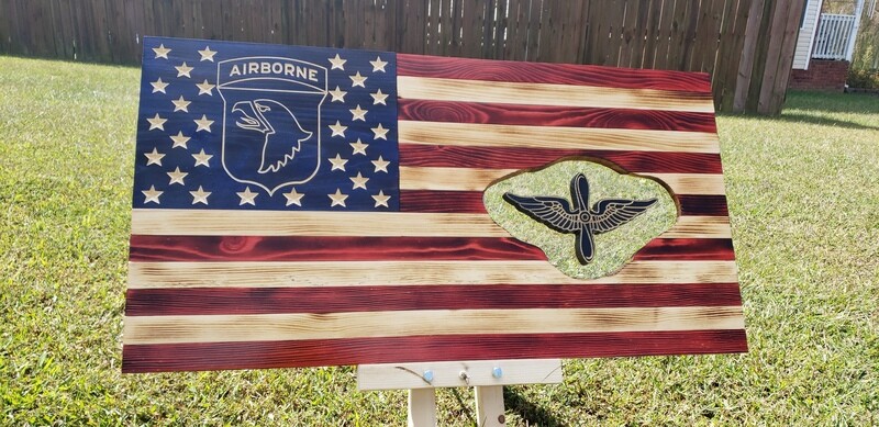 Rustic American with Floating emblem Flags