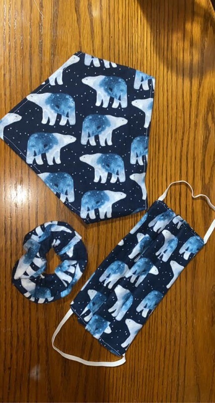 Blue Polar bear pattern set of 3