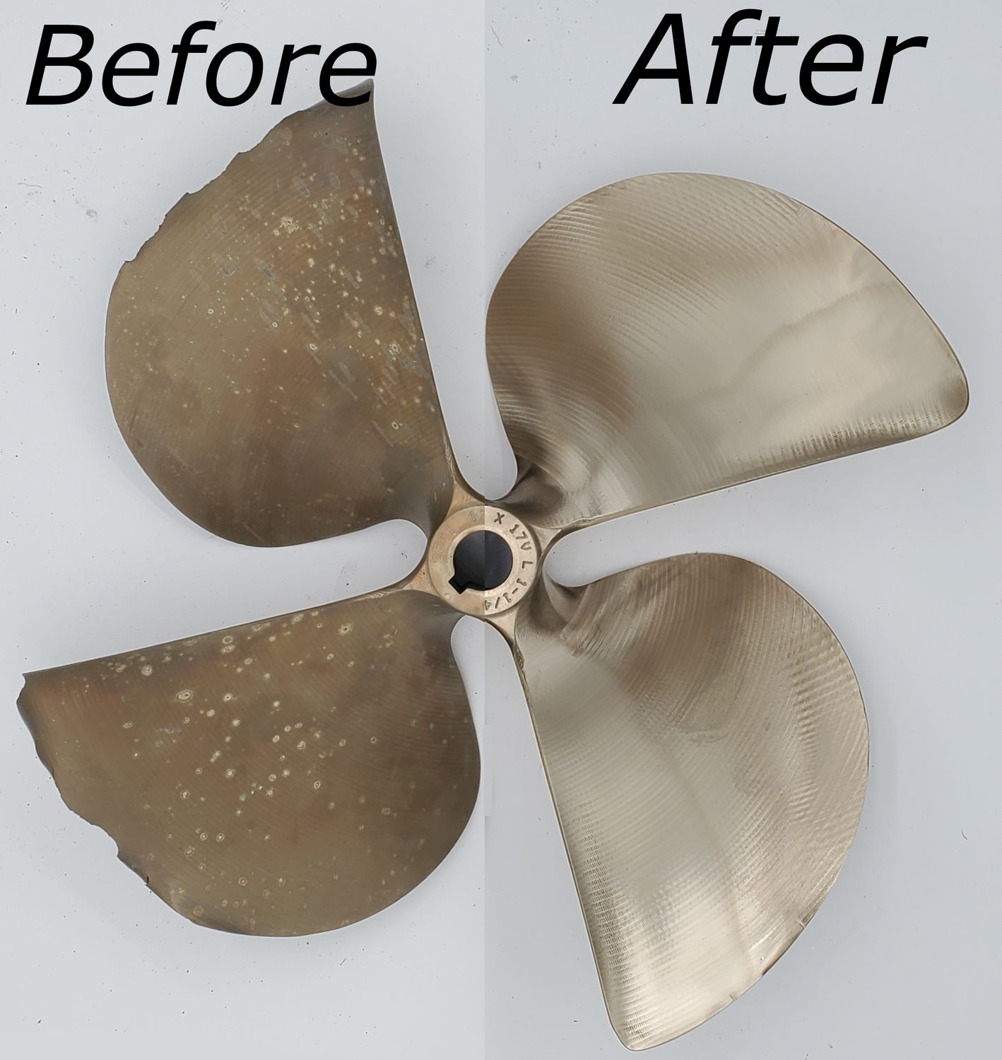 OJ PROPELLER REPAIR - 4 Blade - Diameter Between 13.75" - 15.75"  - Two-Way Shipping Included