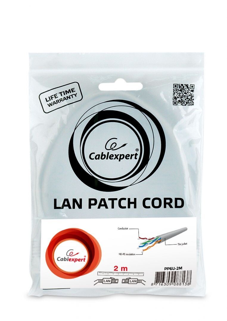 Keline KEN-C6-U-020 UTP CAT6 szerelt Patch 2m Kábel