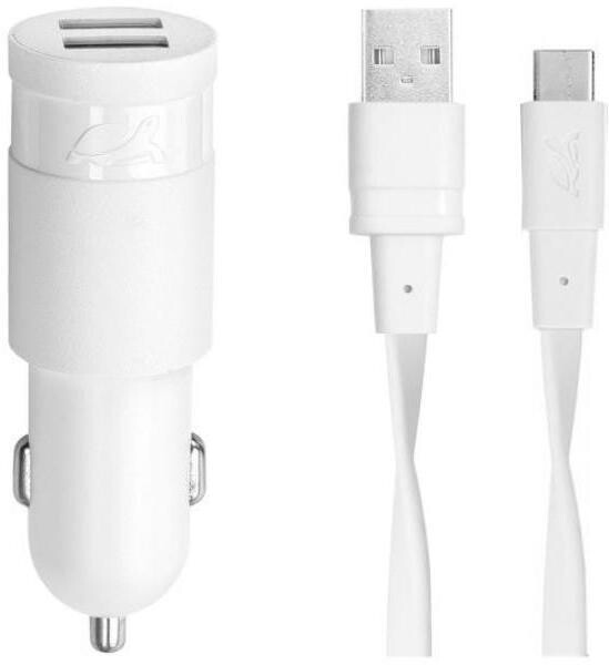 Rivacase PS4223 3,4A 2xUSB+USB-C kábel wh Autóstöltő