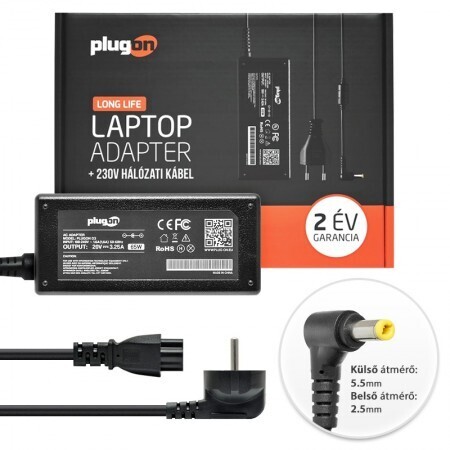 Lenovo 20V 3,25A 65W 5,5x2,5mm PlugOn1266150 utángy. NB töltő