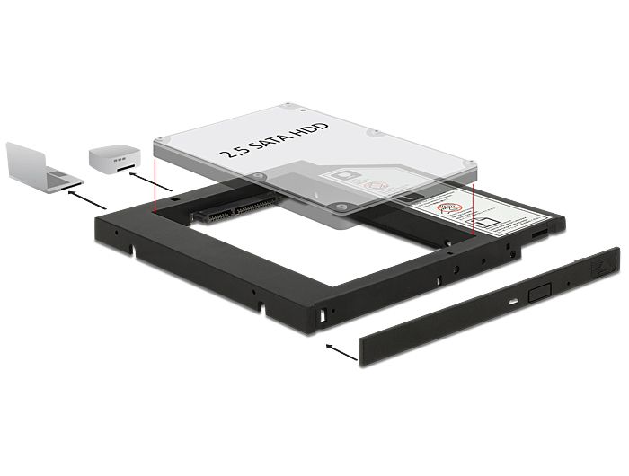 Delock 62669 Slim DVD- 2.5&quot; HDD 10mm Átalakító