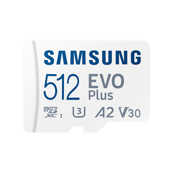 Samsung 512GB microSDXC EVO Plus Class10 U3 A2 V30 + adapterrel