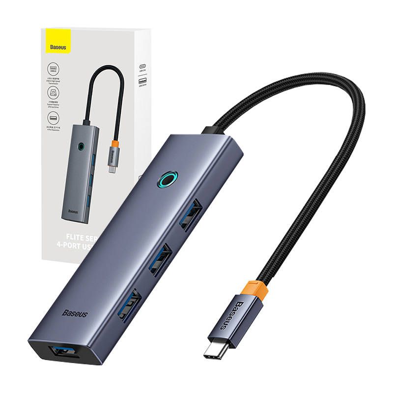 Baseus UltraJoy 4in1 4-Port USB HUB Grey