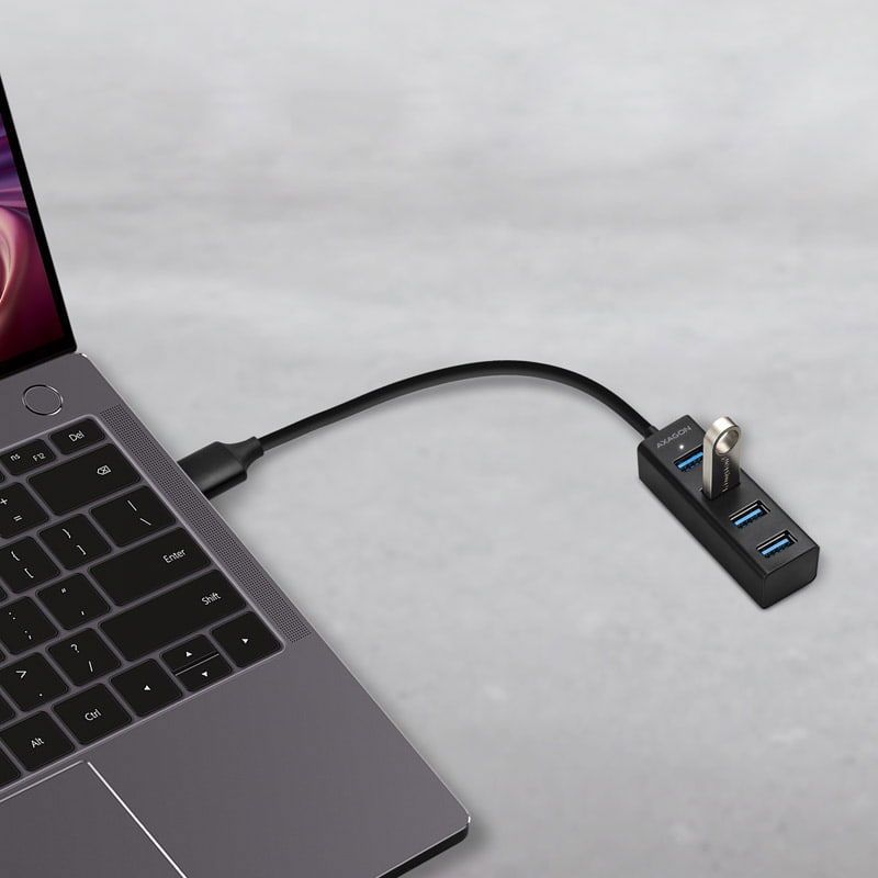 AXAGON HUE-M1A SuperSpeed USB-A Mini Hub 4-Portos USB3.2 HUB Metal black