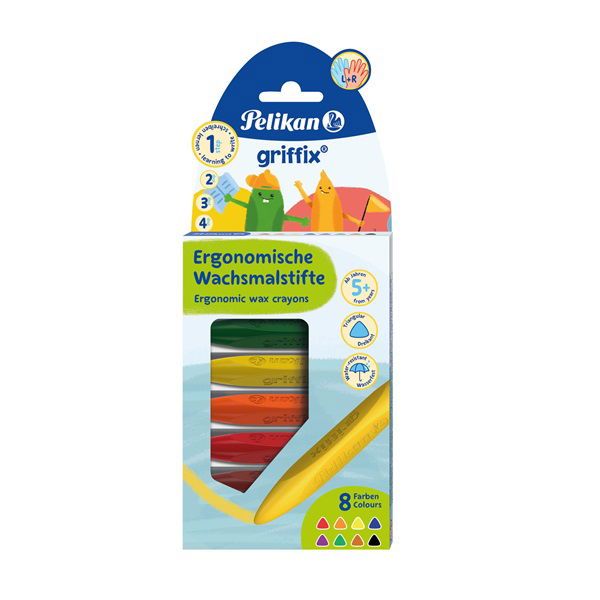 Pelikan Griffix háromszögletű jumbo 8db-os BL zsírkréta