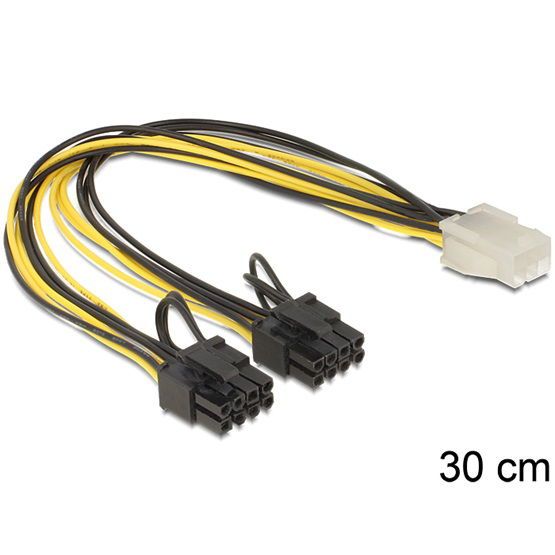 DeLock Cable PCI Express power supply 6 pin female &gt; 2x 8 pin male