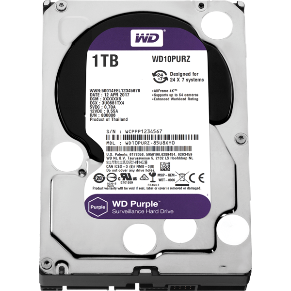 Western Digital 1TB 5400rpm SATA-600 64MB Purple WD10PURZ