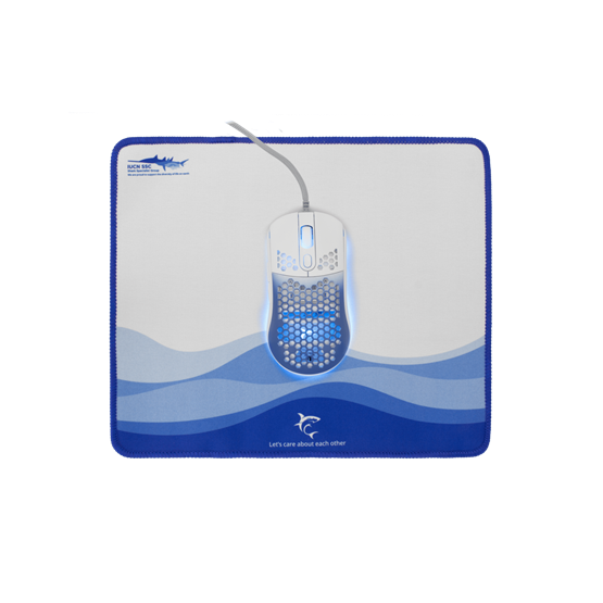 White Shark GMP-2201 Megalodon Gaming mouse + egérpad Set Blue/White