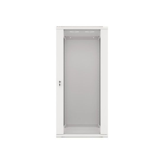 Lanberg WF01-6627-10S 19&quot; 27U SZÉL:600 MÉLY:600 MAG:1307 lapraszerelt üvegajtós szürke fali rack szekrény