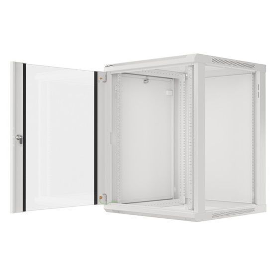 Lanberg WF01-6615-10S 19&quot; 15U SZÉL:600 MÉLY:600 MAG:774 lapraszerelt üvegajtós szürke fali rack szekrény