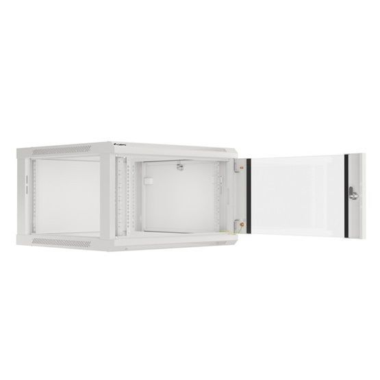 Lanberg WF01-6606-10S 19&quot; 6U SZÉL:600 MÉLY:600 MAG:379 lapraszerelt üvegajtós szürke fali rack szekrény
