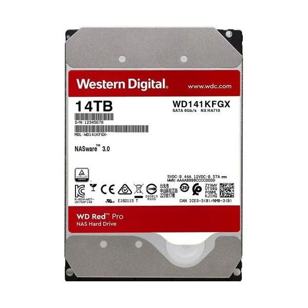 Western Digital 3,5&quot; 14000GB belső SATAIII 7200RPM 512MB RED PRO WD141KFGX winchester 5 év