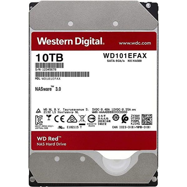 Western Digital 3,5&quot; 10000GB belső SATAIII 7200RPM 256MB PLUS RED WD101EFAX winchester 3 év