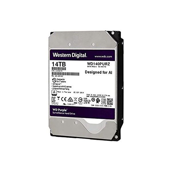 Western Digital 3,5&quot; 14000GB belső SATAIII 7200RPM 512MB PURPLE WD140PURZ winchester 3 év