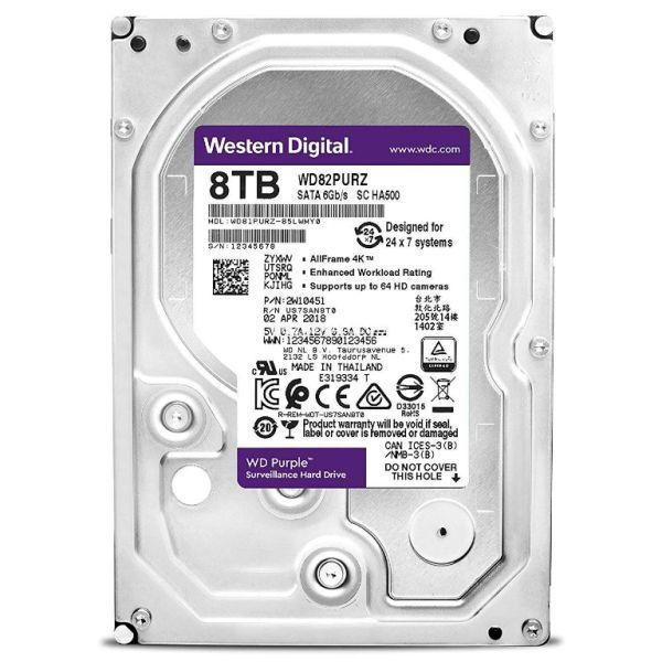 Western Digital 3,5&quot; 8000GB belső SATAIII 7200RPM 256MB PURPLE WD82PURZ winchester 3 év