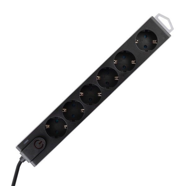 HOME NVT 6K-3/BK 6 aljzat 3méter 3x1,5mm2 fekete túlfeszültségvédett (3kV) elosztó