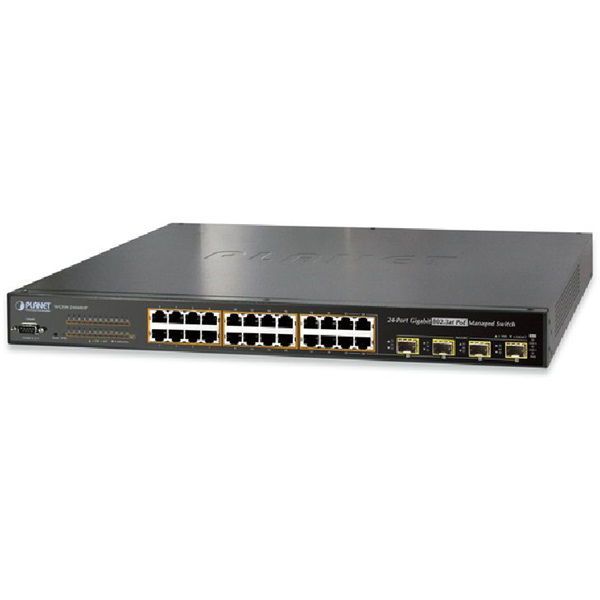 PLANET WGSW-24040HP 19&quot; 24port GbE LAN 4xSFP L2/L4 menedzselhető PoE switch