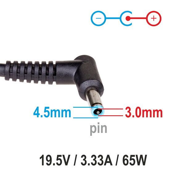 Akyga AK-ND-25 19,5V/3,33A/65W 4,5x3mm HP / Compaq notebook hálózati töltő