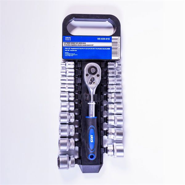 IRIS TOOLS SS-020-018 20 darabos dugókulcs készlet racsnis karral 3/8&quot;