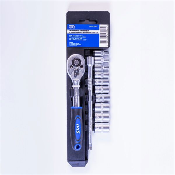 IRIS TOOLS SS-012-015 12 darabos dugókulcs készlet racsnis karral 1/4&quot;